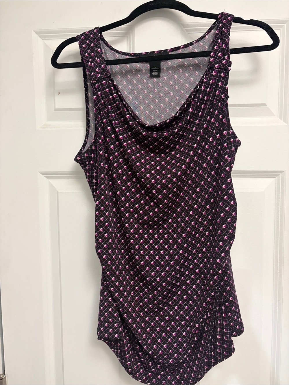 White House Black Market Black & Pink Geometric Tank Top